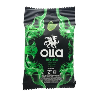 Preservativo com Sabor de Menta - Olla - 3 Unidades