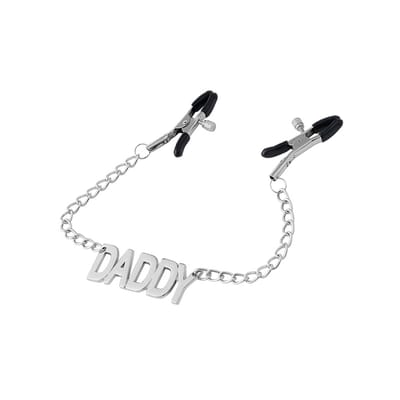 Par de Grampos para Mamilos com Regulagem e Pingente Escrito "DADDY" - 3R Import