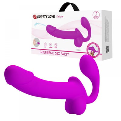 Penetrador Strapless em Silicone com Estimulador de Clitóris, Plug Vaginal de Ponto G e Simulador de Ejaculação - Pretty Love Kelpie | 16 x 3,7 cm