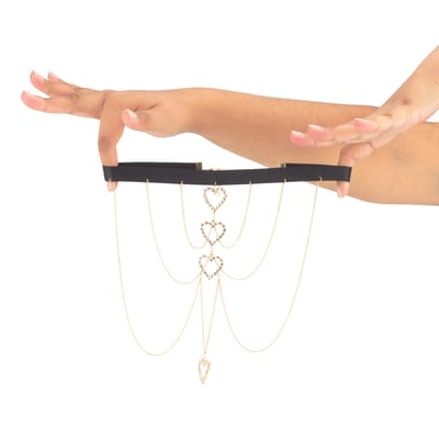 Persex Com Detalhes de Corações em Strass e Correntes - Yaffa Lingerie | Tamanho Único