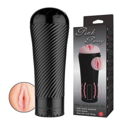 Masturbador Lanterna com Vibração Multivelocidade e Forma de Vagina - Pink Pussy | 22 x 8,5 cm