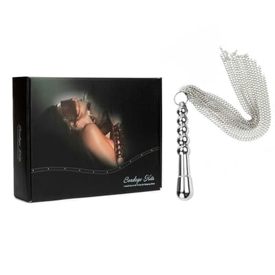 Plug Anal em Aço com Chicote de Correntes - Bondage Kits | 16 x 2,6 cm