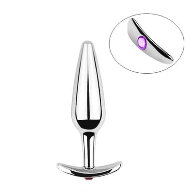 Plug Anal em Aço Inoxidável com Base Removível e Pedra Brilhante - SI | 9,7 x 2,7 cm | Disponível em 2 Cores