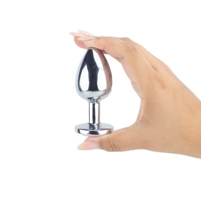Plug Anal  "G" no Formato Cônico na cor Prata em Aço Inoxidável e Joia - 9 x 3,9 cm | Disponível em 11 Cores