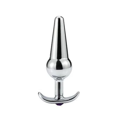 Plug Anal em Aço Inoxidável com Pequena Esfera, Base Removível e Pedra Brilhante - SI | 10 x 3,2 cm | Disponível em 2 Cores