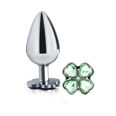 Plug Anal em Aço com Joias na Base no Formato de Trevo - Sexy Import - 7,9 x 4,1 cm | Disponível em 7 Cores