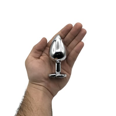 Plug Anal Tamanho "G" em Aço com Joia em Forma de Coração | 8 x 4 cm | Disponível em 11 Cores
