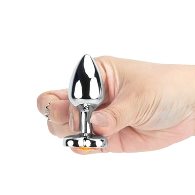 Plug Anal em Alumínio com Joia em Forma de Coração no Tamanho ''P'' - 5,8 x 2,7 cm | Disponível em 11 Cores