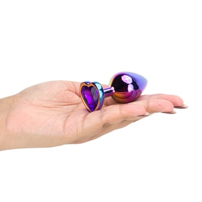 Plug Anal Colorido "M" com Detalhe de Pedra Brilhante no Formato de Coração na Base - Vip Mix | 6,4 x 3,4 cm | Disponível em 5 Cores