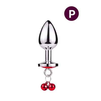Plug Anal "P" em Aço no Formato Cônico com Joia na Base e Sino - 6 x 2,7 cm | Disponível em 5 Cores