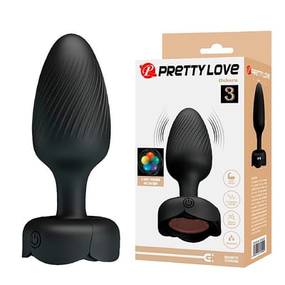 Plug Anal Cônico ''M" em Silicone com LED Colorido na Base e 10 Modos de Vibração - Pretty Love Osborn 3 | 8,2 x 3,3 cm