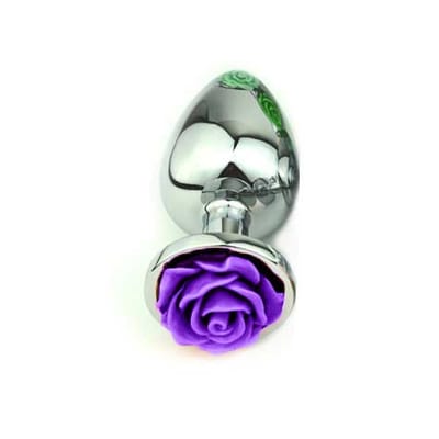 Plug Anal Cônico Prateado com Enfeite de Flor - Tamanho G | Disponível em 3 Cores