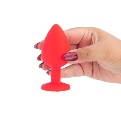 Plug Anal Cônico em Silicone com Joia na Base no Tamanho G - Sexy Import | 8,2 x 4,2 cm | Disponível em 4 Cores