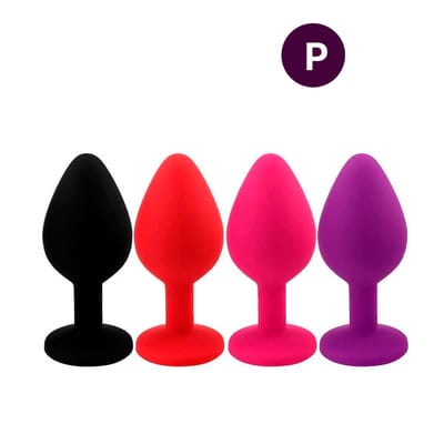 Plug Anal Cônico em Silicone com Joia na sua Base no Tamanho "P" - 6,5 x 2,7 cm | Disponível em 4 Cores