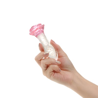 Plug Anal Cônico em Vidro com Base em Formato de Flor que Brilha no Escuro - 3R Import | 8 x 2,8 cm