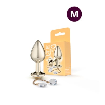 Plug Anal "M" Dourado com Pingente de Cristal - Sexy Fantasy Lite | 7,0 x 3,3 cm