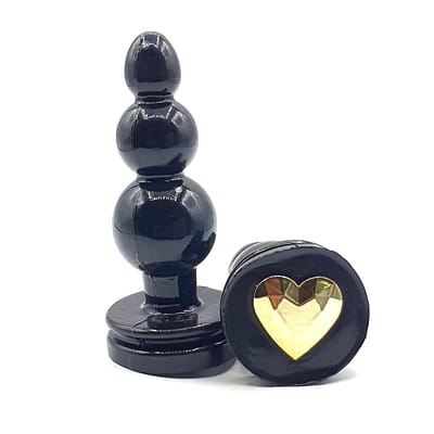 Plug Anal Escalonado com 3 Esferas de Tamanhos Gradativos e Detalhe de Joia de Coração na Base - InNamorata Love Items | 9,7 x 3,5 cm