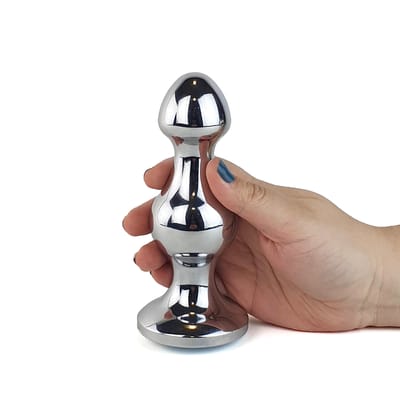 Plug Anal Escalonado em Aço Inoxidável com Joia na Base - Sexy Import | 12,4 x 5 cm | Disponível em 5 Cores