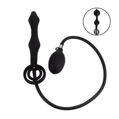 Plug Anal Escalonado com Esferas Internas, Anel Peniano Duplo e Bomba com Descompressão - SI | 17 x 3,1 cm