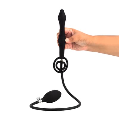 Plug Anal Escalonado com Esferas Internas, Anel Peniano Duplo e Bomba com Descompressão - SI | 17 x 3,1 cm