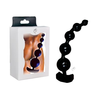 Plug Anal Escalonado Flexível com 5 Esferas - InNamorata Flex Black Sexy | 20,5 x 4,2 cm