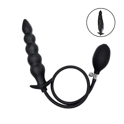 Plug Anal Escalonado Inflável com 5 Esferas em Silicone com Pera de Pressão | 17,5 x 3,8 cm