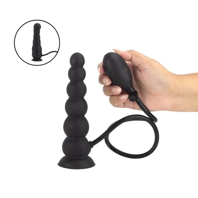 Plug Anal Escalonado Inflável em Silicone com Ventosa - SI | 15,5 x 4,9 cm