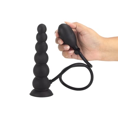 Plug Anal Escalonado Inflável em Silicone com Ventosa - SI | 15,5 x 4,9 cm