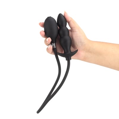 Plug Anal Escalonado Inflável em Silicone com Pera de Descompressão - SI | 12 x 3,6 cm