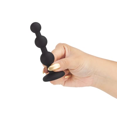 Plug Anal Escalonado em Silicone com 3 Esferas de Tamanhos Gradativos e Pedra na Base - Vip Mix | 9,5 x 2,6 cm
