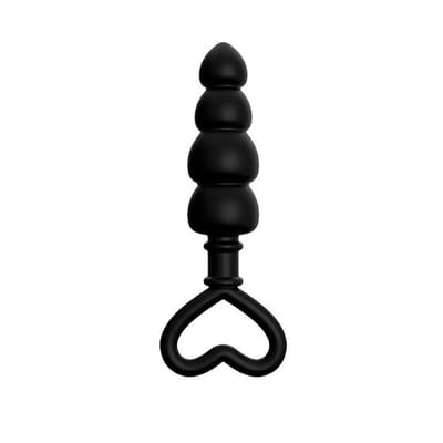 Plug Anal Escalonado em Silicone Soft Touch com Alça em Forma de Coração | 11,5 x 3,3 cm