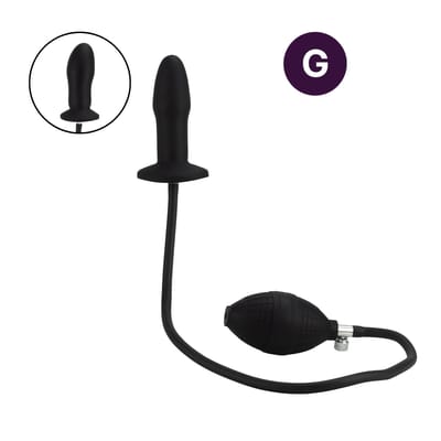 Plug Anal "G" Anatômico Inflável em Silicone com Pera Insufladora e Descompressão - SI | 8,7 x 3 cm