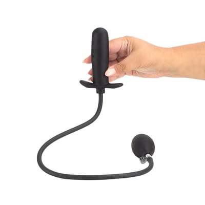 Plug Anal "G" Inflável em Silicone com Formato Cilíndrico, Alça de Segurança e Válvula de Descompressão | 10 x 3,2 cm