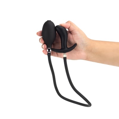 Plug Anal "P" Anatômico Inflável em Silicone com Alça de Segurança, Pera Insufladora e Válvula de Descompressão do Ar | 6,5 x 2,9 cm