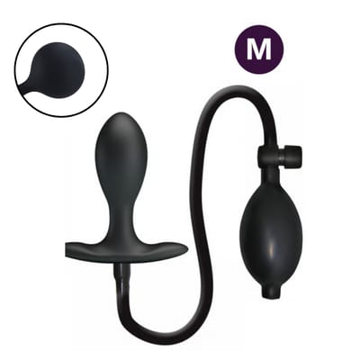 Plug Anal ''M'' Inflável com Pera Insufladora, Válvula de Descompressão do Ar e Esfera Interna - Pretty Love Mr Play Inflatable | 8,3 x 3,1 cm