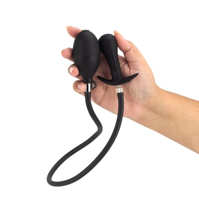 Plug Anal "P" Inflável em Silicone com Esfera Interna e Válvula de Descompressão - SI | 6,5 x 2,9 cm