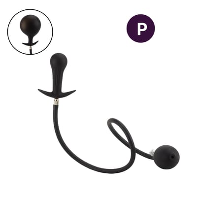 Plug Anal "P" Inflável em Silicone com Esfera Interna e Válvula de Descompressão - SI | 6,5 x 2,9 cm