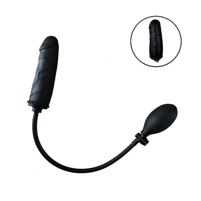 Plug Anal Inflável no Formato de Pênis em Silicone e Pera de Pressão - SI | 12,5 x 3,3 cm