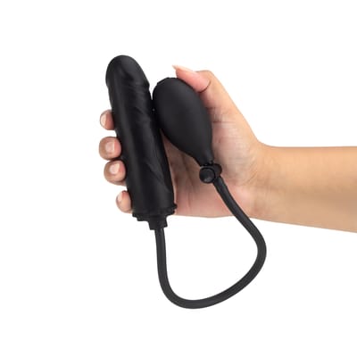 Plug Anal Inflável no Formato de Pênis em Silicone e Pera de Pressão - SI | 12,5 x 3,3 cm