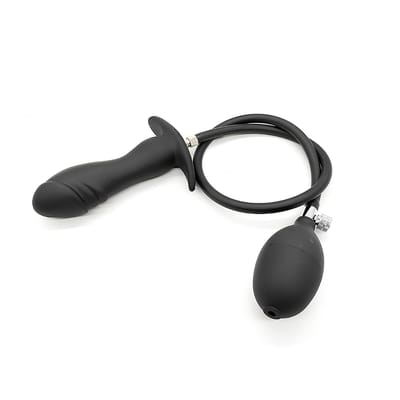 Plug Anal Inflável no Formato de Pênis em Silicone com Glande e Bomba Pera - 11 x 3,3 cm