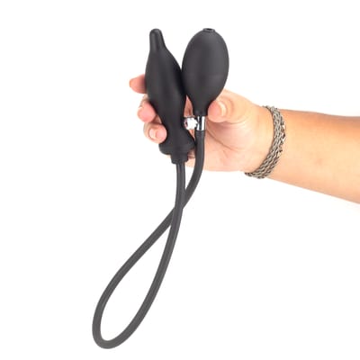 Plug Anal Inflável em Silicone com Pera Insufladora e Válvula de Descompressão do Ar - 10,5 x 3,4 cm
