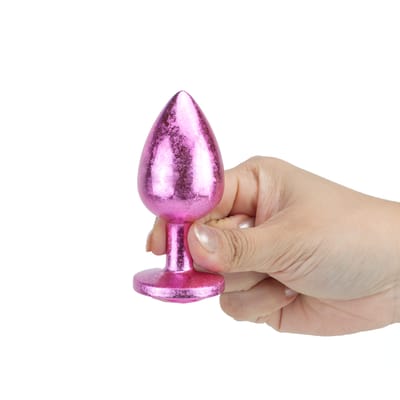 Plug Anal de Luxo Tamanho "G" com Efeito Craquelado e Pedra Brilhante na Base - Vip Mix | 8,4 x 3,9 cm | Disponível em 3 Cores