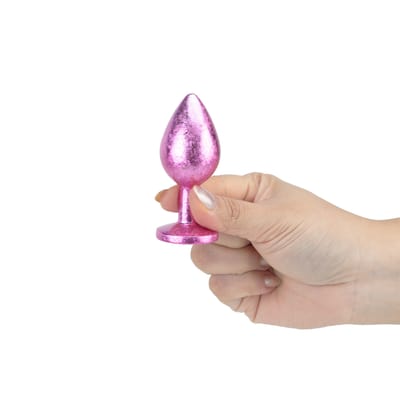 Plug Anal de Luxo Tamanho "M" com Efeito Craquelado e Pedra Brilhante na Base - Vip Mix | 7 x 3,3 cm | Disponível em 3 Cores