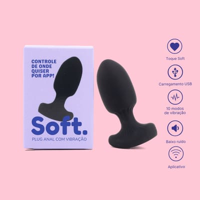 Plug Anal ''M'' em Silicone Macio com 9 Modos de Vibração e App Interativo - Exclusiva Soft | 7 x 3,2 cm