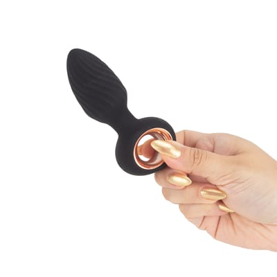 Plug Anal ''M'' em Silicone Sedoso com 9 Modos de Vibrações, Rotações Poderosas e Carregamento vai Cabo USB - AISI Bump Orgasm | 7,5 x 3,4 cm