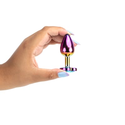 Plug Anal Colorido "P" em Aço com Joia na Base no Formato de Coração - Sexy Import | 6 x 2,7 cm | Disponível em 5 Cores