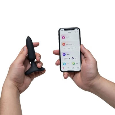 Plug Anal ''PP'' no Formato Cônico em Silicone com Base de Segurança, 7 Modos de Vibração e Controle Via Aplicativo - Lovense Hush 2 XS | 9,5 x 2,5 cm