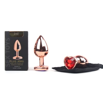 Plug Anal Rose no Tamanho "G" com Pedra Brilhante na Base em Formato de Coração - Intt Toys | 8,1 x 4,0 cm | Disponível em 10 Cores