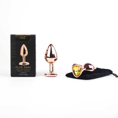 Plug Anal Rose no Tamanho "M" com Pedra Brilhante na Base em Formato de Coração - Intt Toys | 7 x 3,3 cm | Disponível em 10 Cores