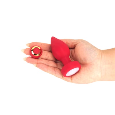 Plug Anal "M" em Silicone com 10 Vibrações, Led, Touch e Controle Remoto em Formato de Anel - SI | 7,4 x 3,4 cm | Disponível em 2 Cores
